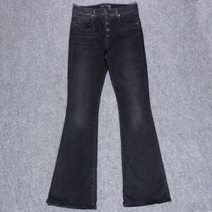 Veronica Beard Beverly Skinny Flare High Rise Onyx Black Jeans Stretch 30x34 USA